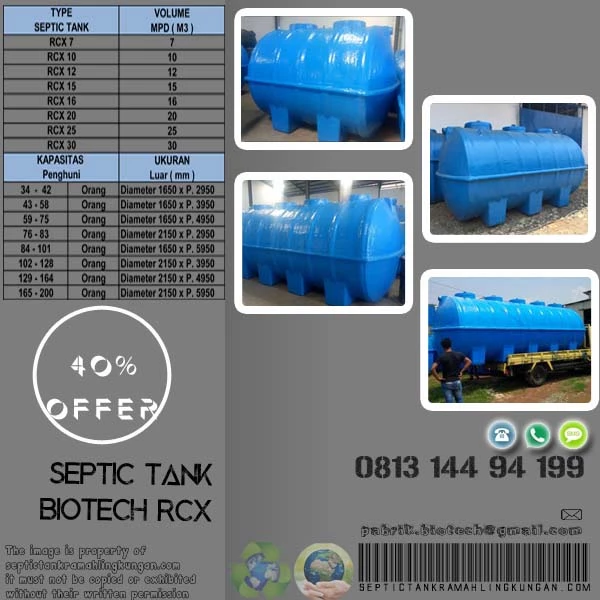Septic Tank RCX 25 kapasitas pengguna 125 orang